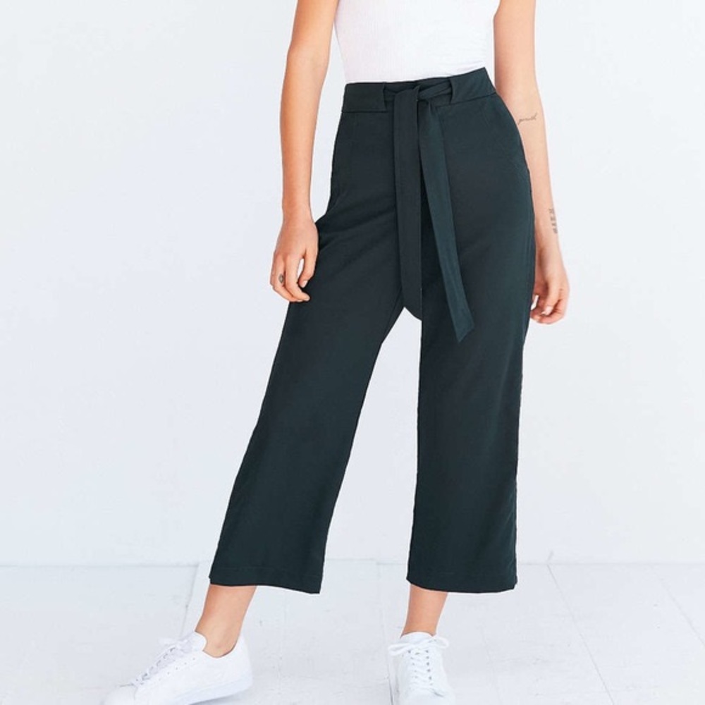 Urban Outfitters Dark Green Tie-Waist Culottes